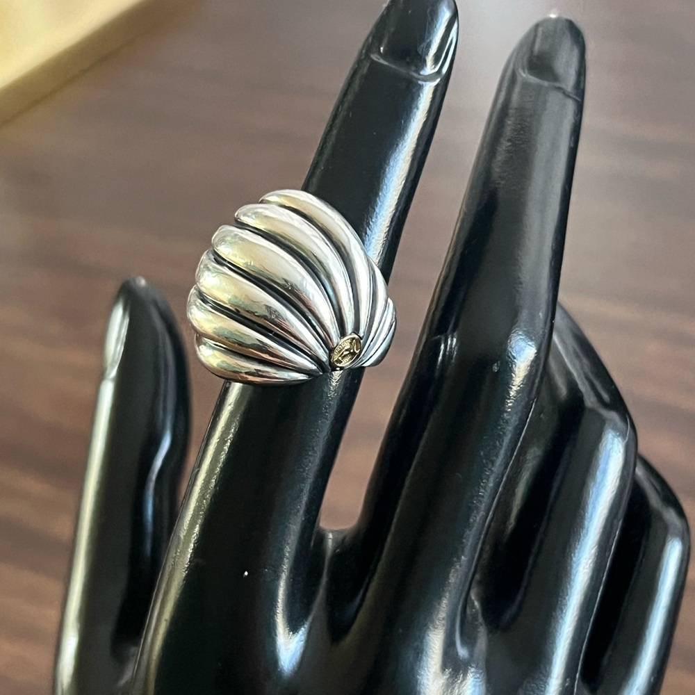 DAVID YURMAN 18K & STERLING  CABLE DOME RING SIZE 5,75